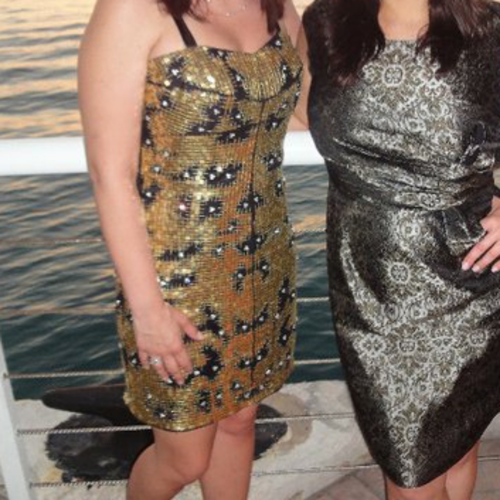 Badgley Mischka Gold and Black sequin dress